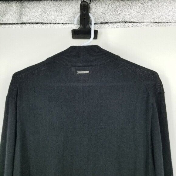 Michael Kors Wool Blend Black Long Sleeved 1/4 Zip Sweater Large Smart Casual - Picture 8 of 9